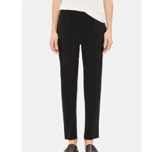 Eileen Fisher Black Silk Pull On Ankle Pants